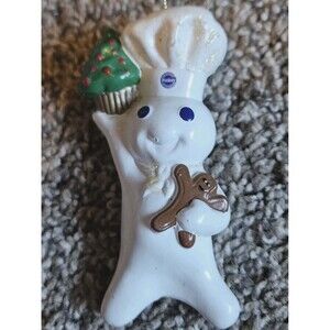 Vintage 2001 Pillsbury Doughboy Christmas Ornament Poppin Fresh Cupcake